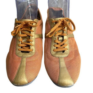 Women's Cole Haan Nike Air Orange Gold Sneakers/Shoes D18741 Low Top Up Size 10B
